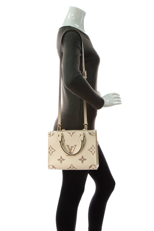 Bicolor Empreinte Onthego Bag PM Tote Bag - Cream/Rosewood