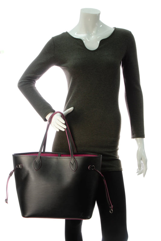Epi Neverfull MM Bag - Noir/Hot Pink