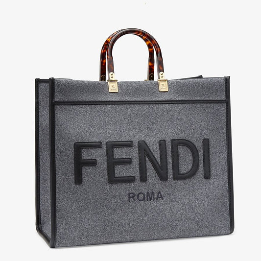 Fendi Large Gray Flannel Shopper