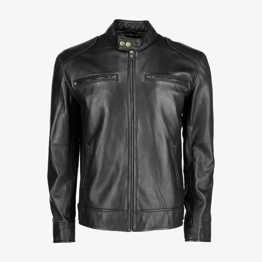 Mens Shoulder Pad Leather Jacket