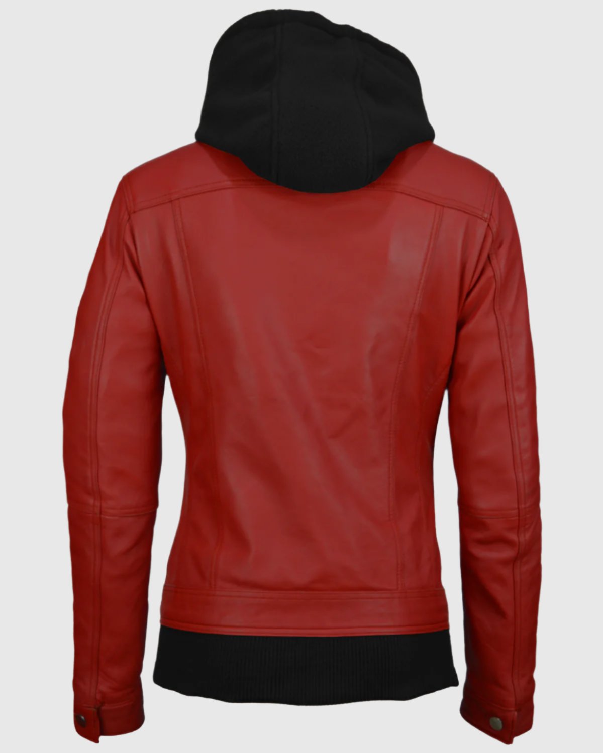 Women Trucker Removable Hood Leather Jacket
