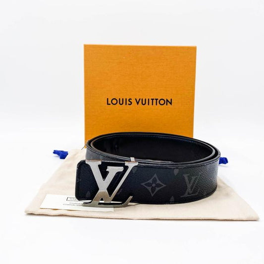 Louis Vuitton Black Calfskin Monogram Eclipse 40mm Lv Initiales Reversible Belt