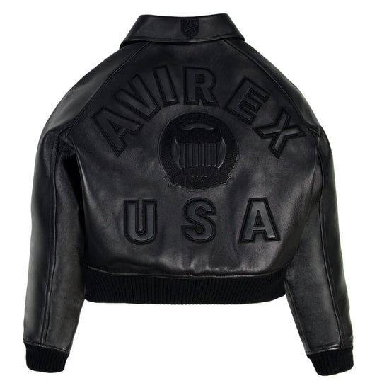 Avirex Cropped Icon Jacket Triple Black