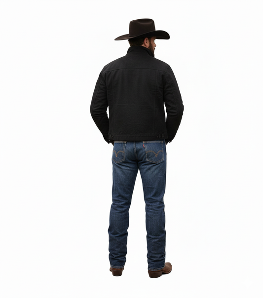 Men's Cole Hauser Rip Wheeler Stylish Denim Black Cotton Jacket