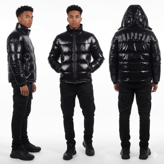 Trapstar Irongate Detachable Hooded Puffer Jacket Gloss Black