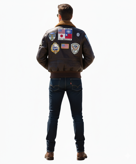 Men's Maverick Leather Top Gun Bomber Jacket