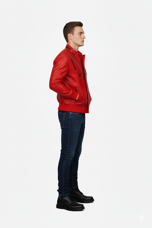 Cobra Kai Red Leather Bomber Jacket: Martial Arts Outerwear