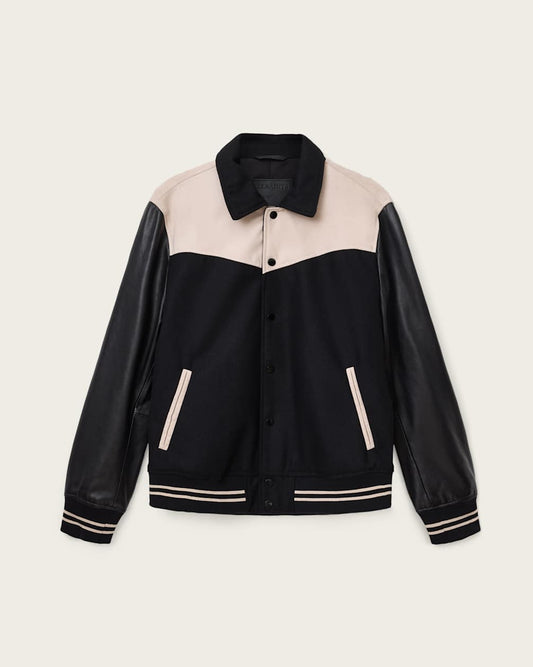 Endleton Contrast Leather Bomber Jacket