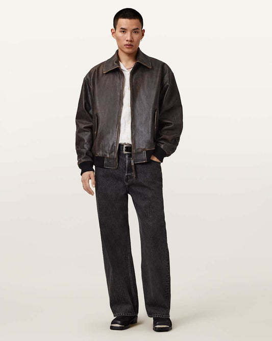 Marco Oversized Leather Bomber Jacket