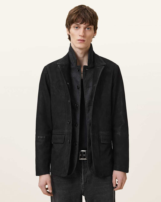 Survey Double Layered Leather Blazer