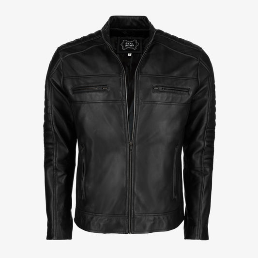 Mens Cafe Racer  Leather Jacket