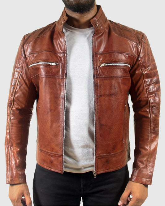 Mens Padded Motorcycle Cafe Racer Black Leather Jacket

Premium Quality Material
Elegant Design
Ample Storage with Zipper Pockets
Protection with High-Quality Armor
Comfortable Fit with Zipper Closure
