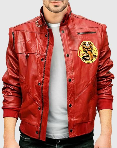 
Mens Red Faux Leather Jacket

High-quality faux leather construction
Classic bomber jacket design
Rib-knitted cuffs and waistband
Button front closure