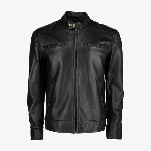 Mens Shoulder Pad Leather Jacket