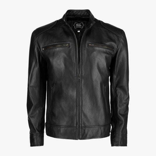 Mens Shoulder Pad Leather Jacket