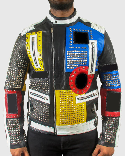 Mens Multi Color Studded Jacket