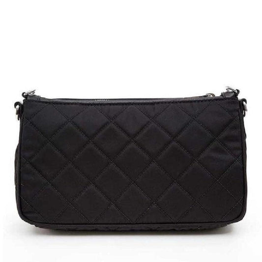 Quilted Tessuto Nylon Shoulder Bag in Black