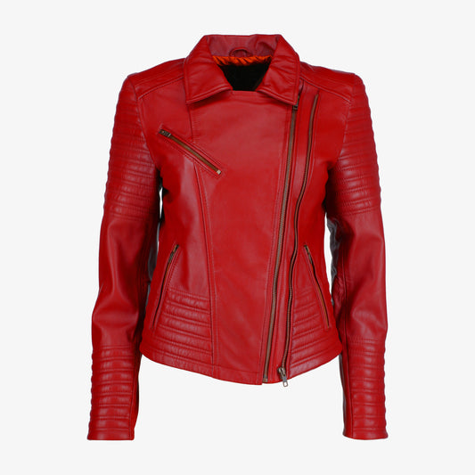 Women Asymmetrical Biker Leather Jacket