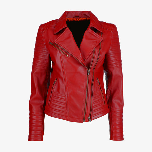 Women Asymmetrical Biker Leather Jacket