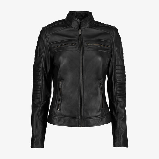 Women Cafe Racer Leather Jacket