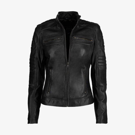 Women Cafe Racer Leather Jacket