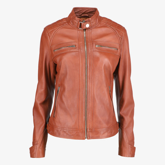 Women Classic Brown Leather Jacket