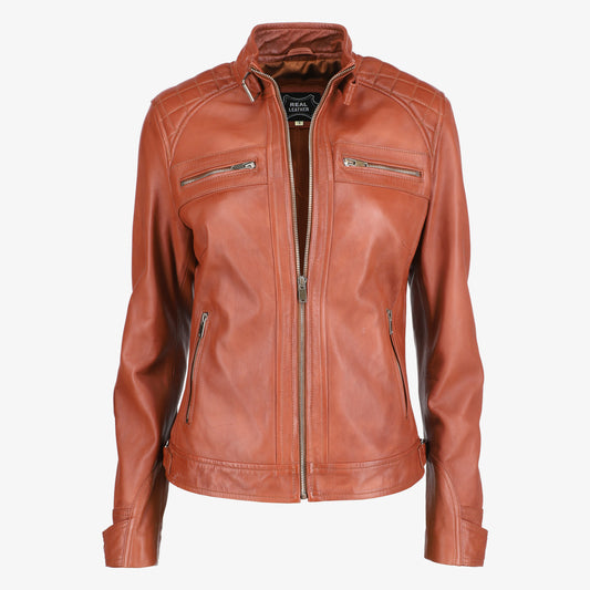 Women Classic Brown Leather Jacket