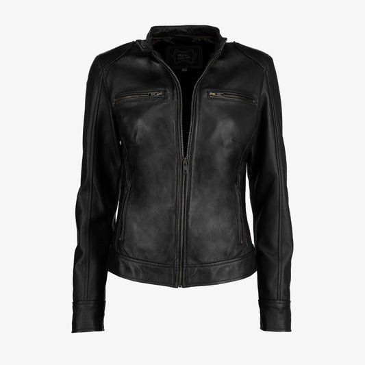 Women Shoulder Pad Leather Jacket