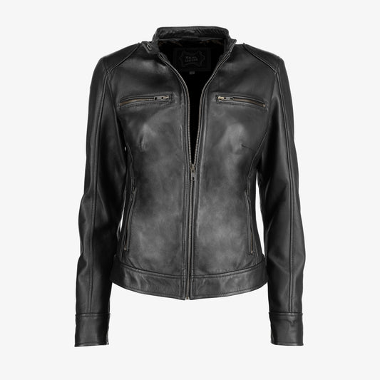 Women Shoulder Pad Leather Jacket