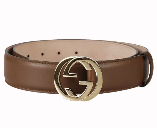 Gucci Interlocking G Buckle Brown Leather Belt 370543 90/36