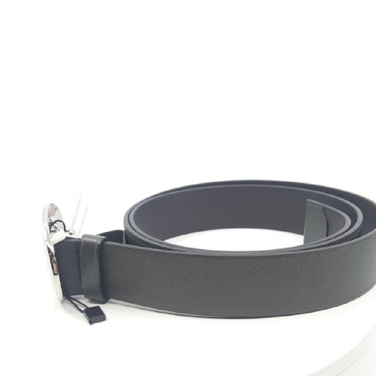 Prada Grey Saffiano Leather Engraved Oval Plaque Buckle Size: 95/38 Belt 2CM046